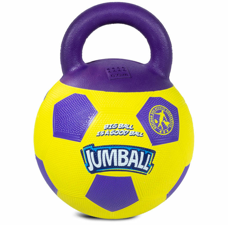 75366 Игрушка для собак Мяч футбольный c ручкой желтый 26см, серия JUMBALL