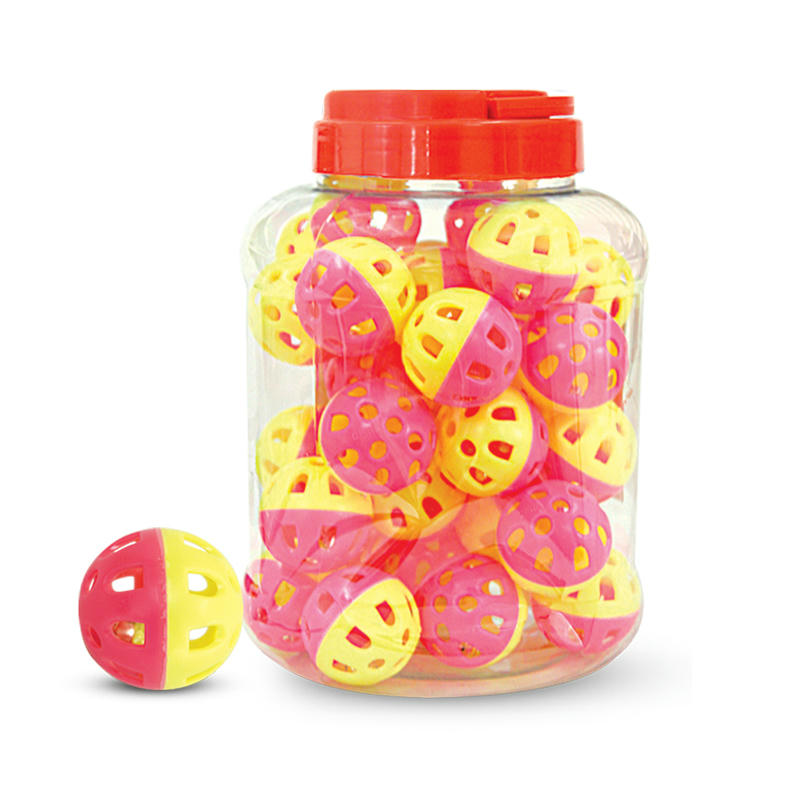 Игрушка для кошек "Мяч-погремушка", желто-розовый, d35мм (банка 36шт.), Triol