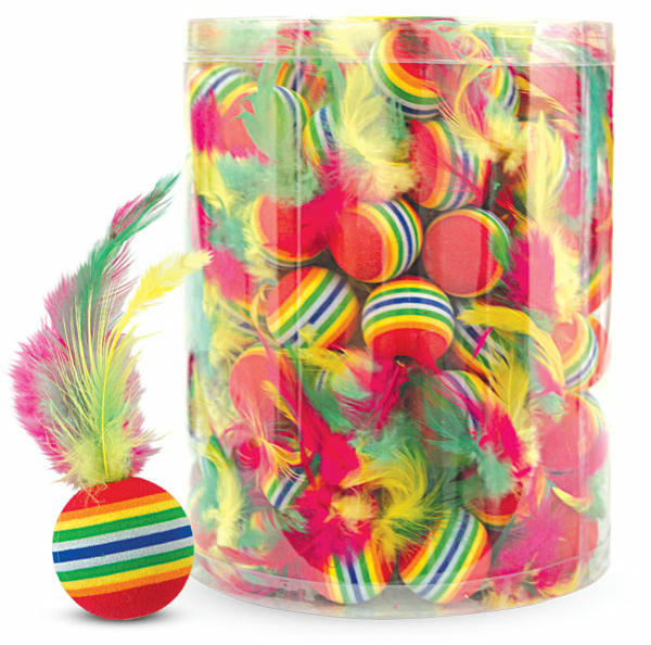 Игрушка для кошек "Мяч с пером", d35мм (туба 120шт.), Triol