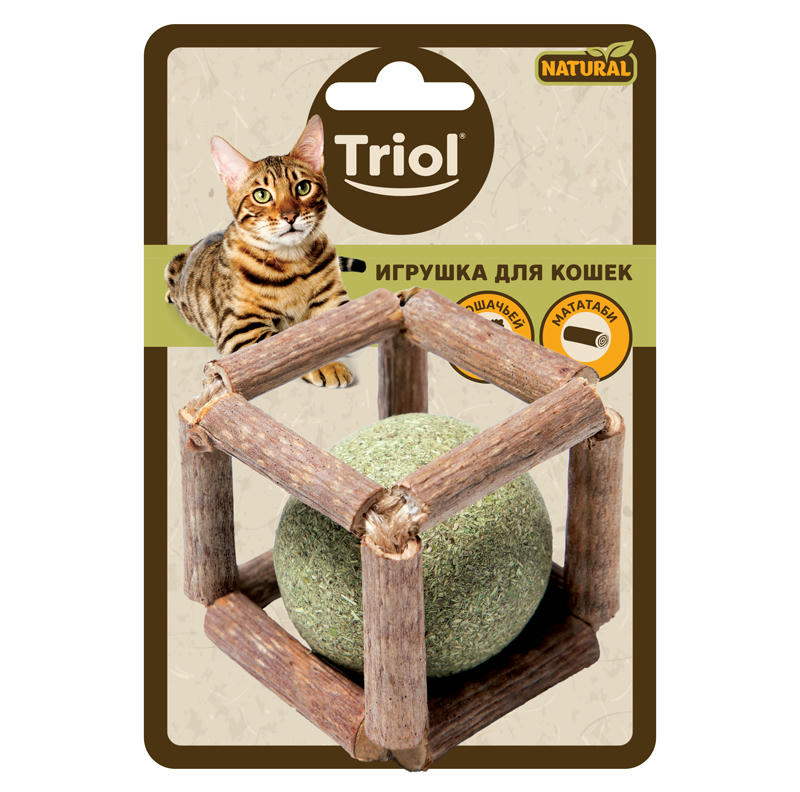 Игрушка для кошек из мататаби "Куб с кошачьей мятой", 40мм, серия NATURAL, Triol
