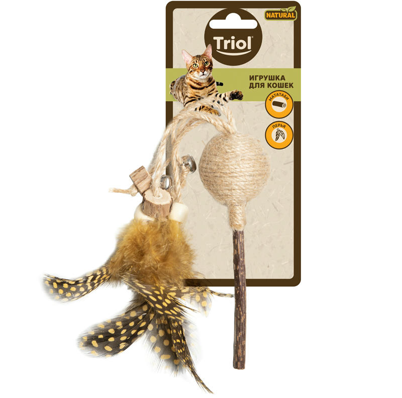 Игрушка для кошек из мататаби "Леденец на палочке", d40/270мм, серия NATURAL, Triol
