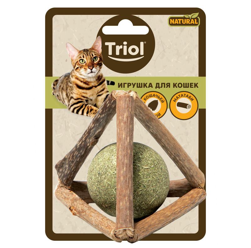 Игрушка для кошек из мататаби "Треугольник с кошачьей мятой", 50мм, серия NATURAL, Triol