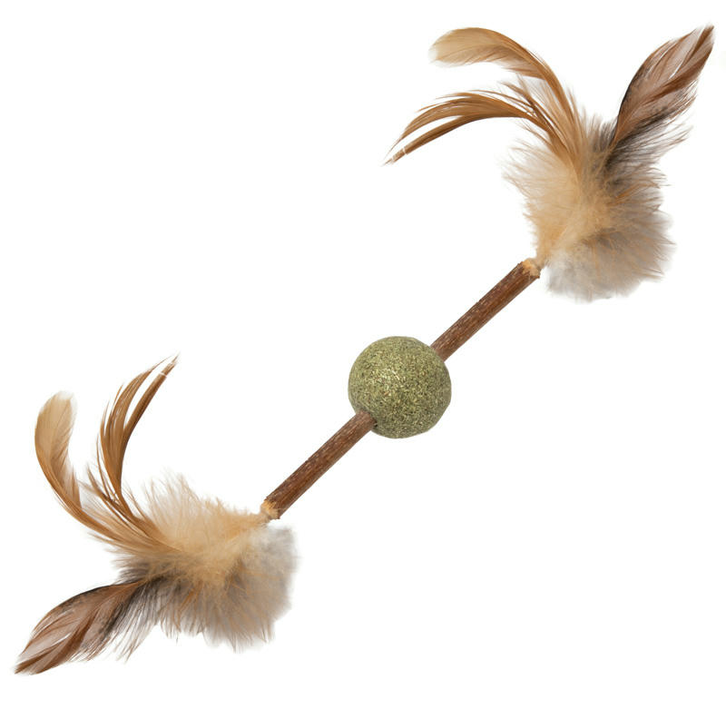 Игрушка для кошек из мататаби "Шарик с перьями", 120/200мм, серия NATURAL, Triol