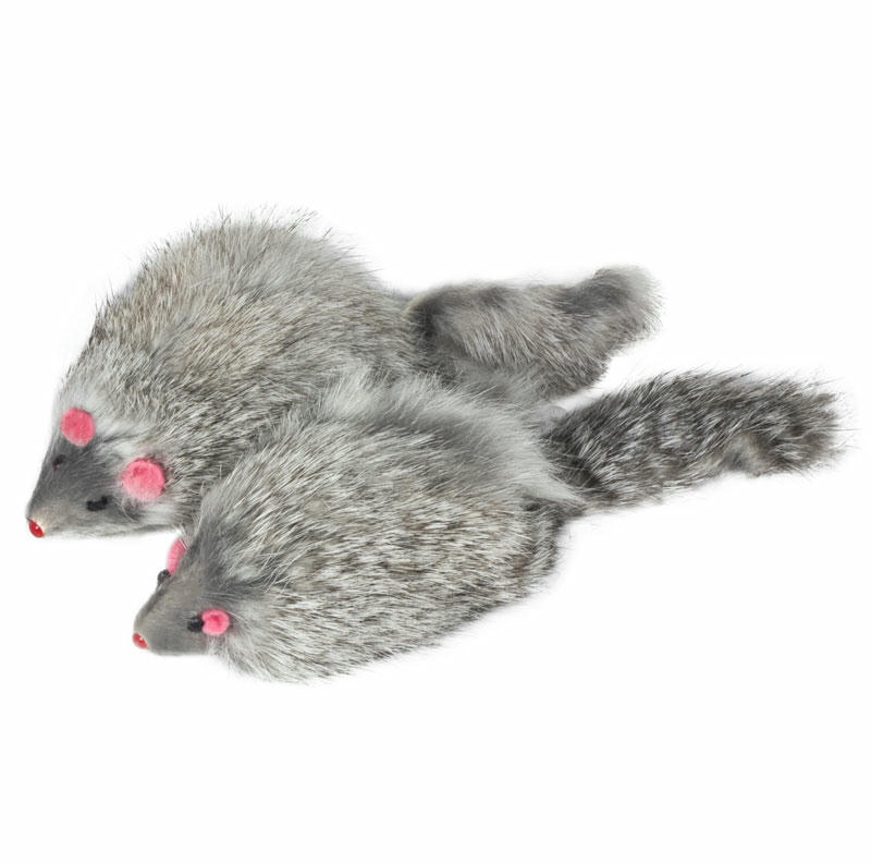 Игрушка для кошек "Мышь серая", 90-100мм (уп.2шт.), Triol