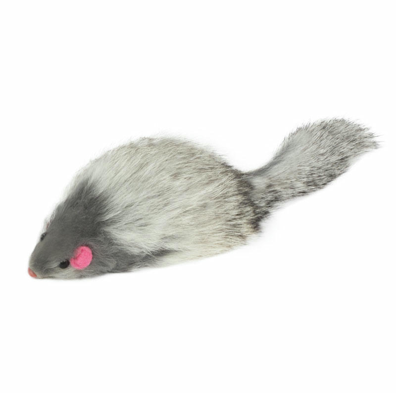 Игрушка для кошек "Мышь серая с пищалкой", 70-75мм (пакет 24шт.), Triol