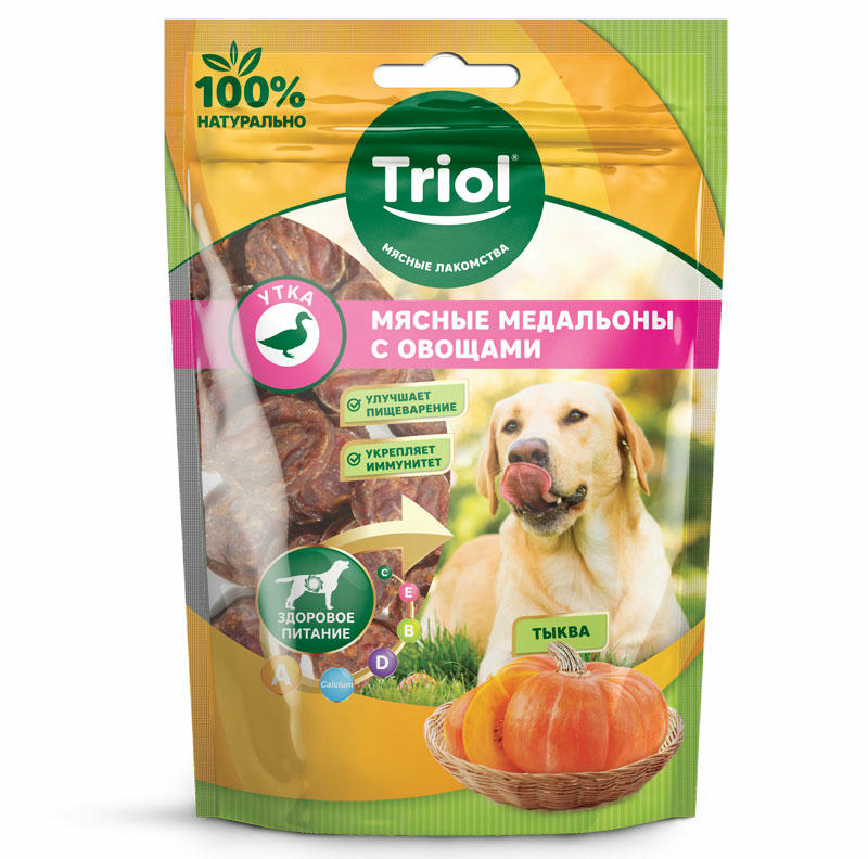 Мясные медальоны из утки с тыквой для собак, 70г, Triol