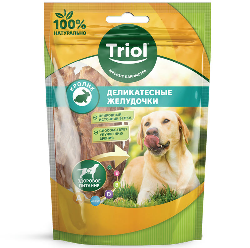 Деликатесные желудочки кроличьи для собак, 50г, Triol